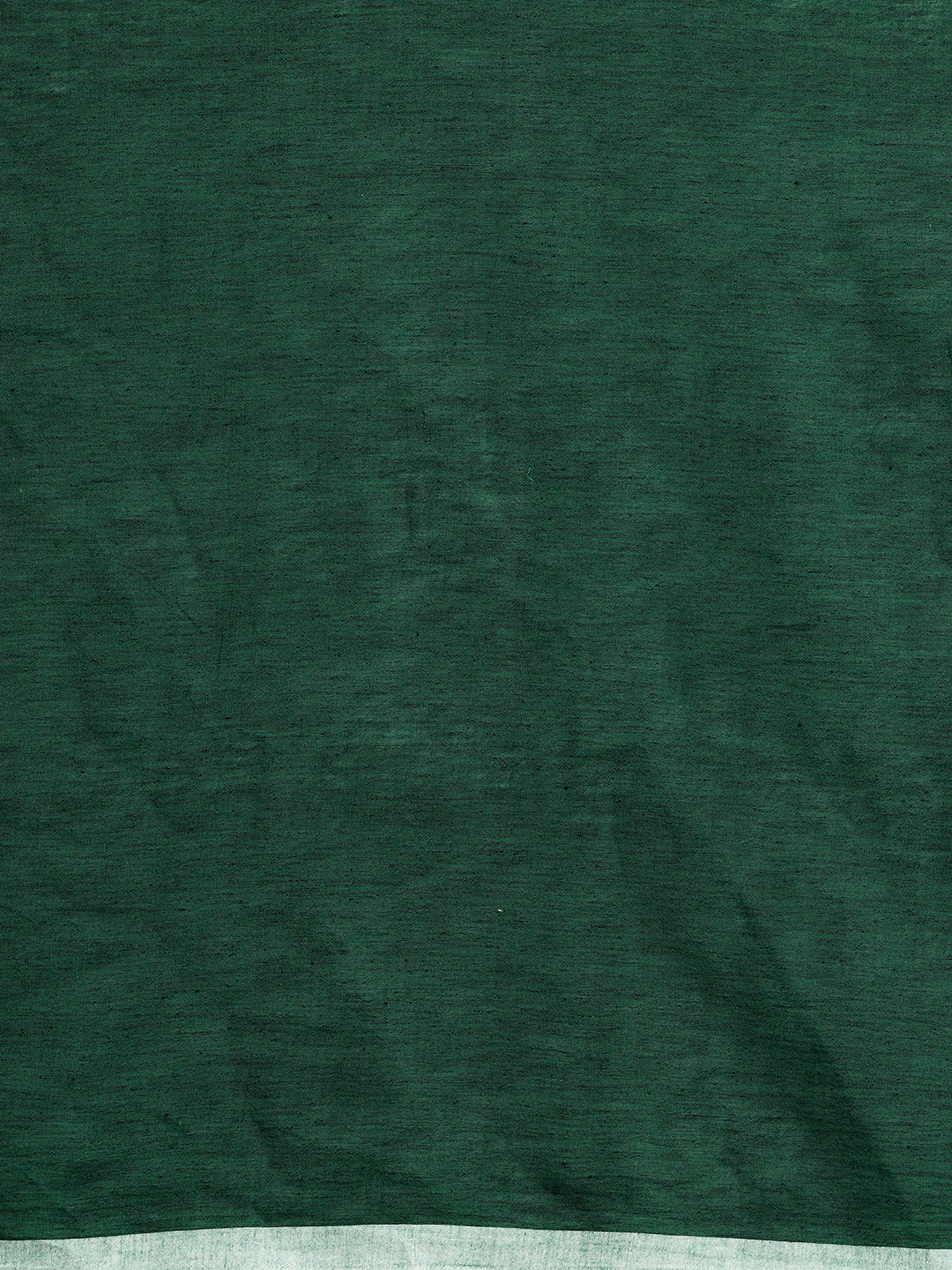 Dark Green 100% Cotton Handloom Saree with Kantha Embroidery on Ghicha Pallu and Blouse Piece