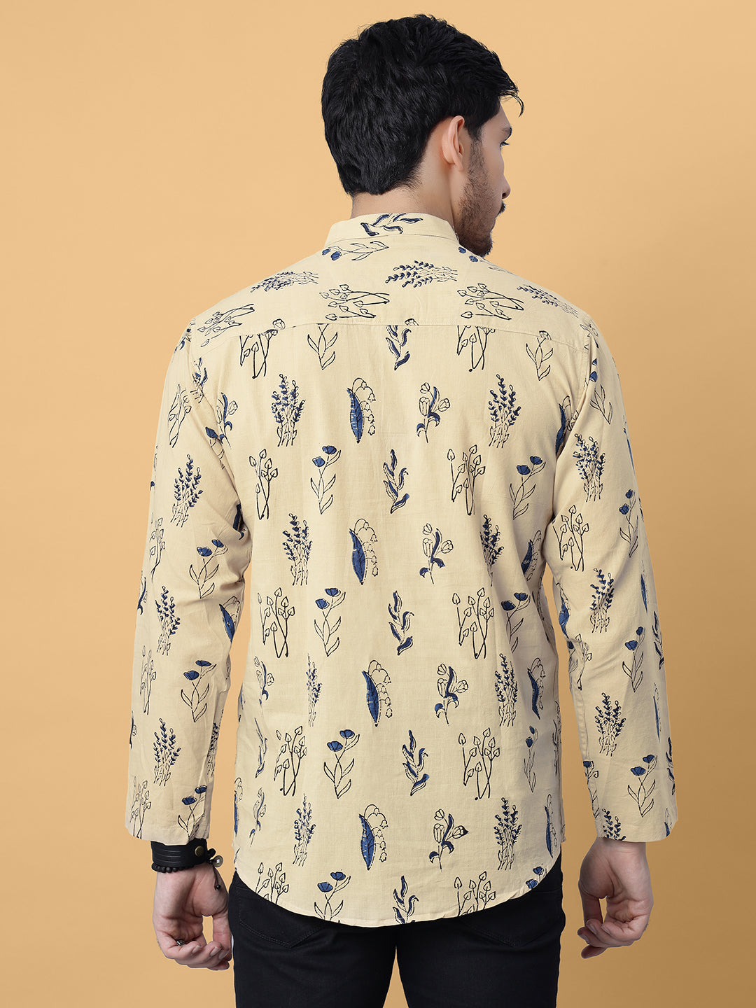 Sugandha Ajrakh Hand Block Cotton Short Kurta in Cream