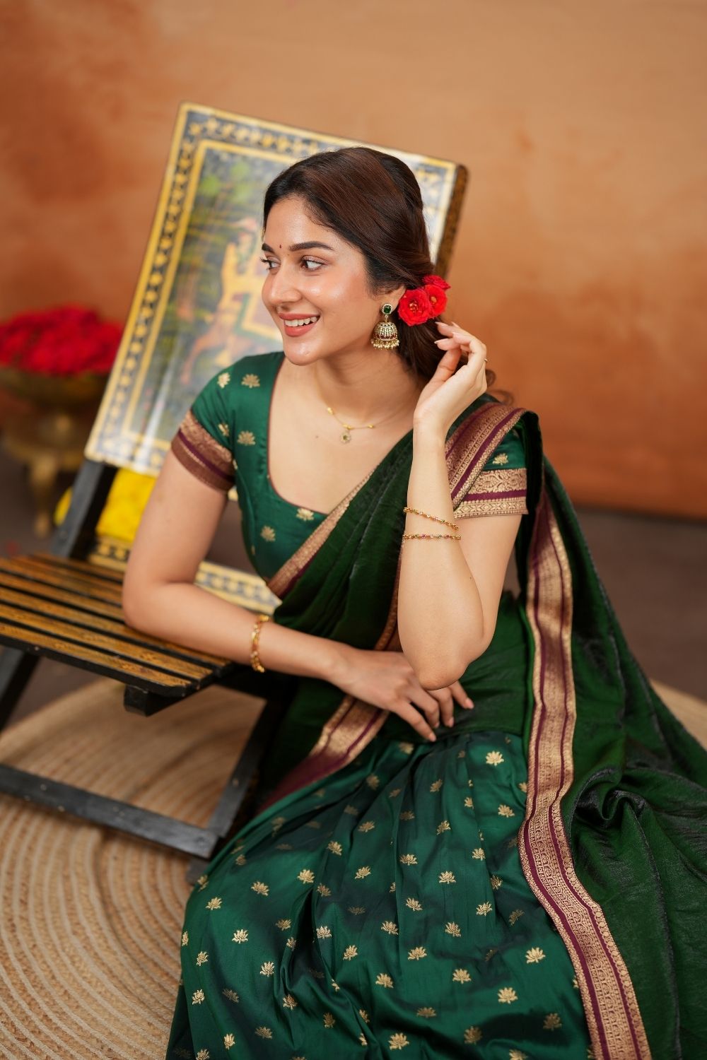 Shravya Green Halfsaree (Set of 3) | SHOBITAM