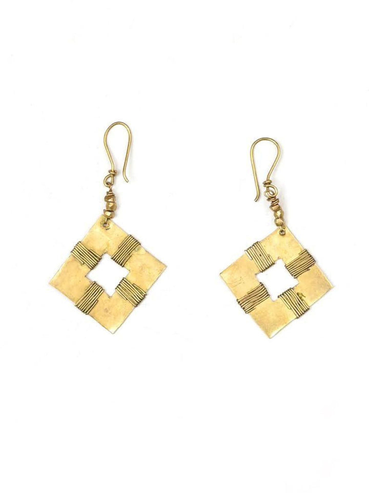 Brass Black Red Square Tribal Jewellery Set | SHOBITAM
