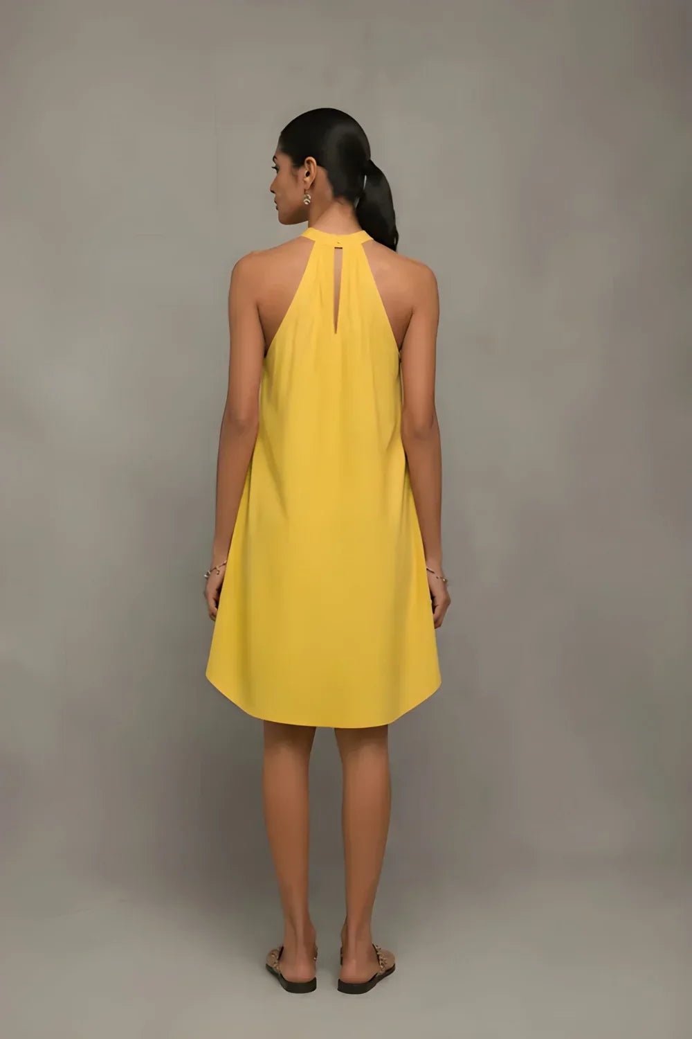 Plantain Yellow Bloom Banana Cotton dress | SHOBITAM