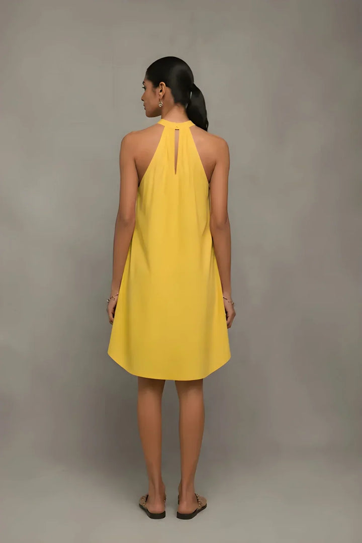 Plantain Yellow Bloom Banana Cotton dress | SHOBITAM