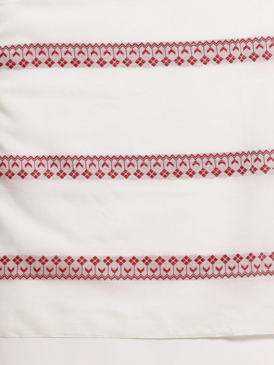 White Red Pure Cotton Saree with Blouse piece | SHOBITAM