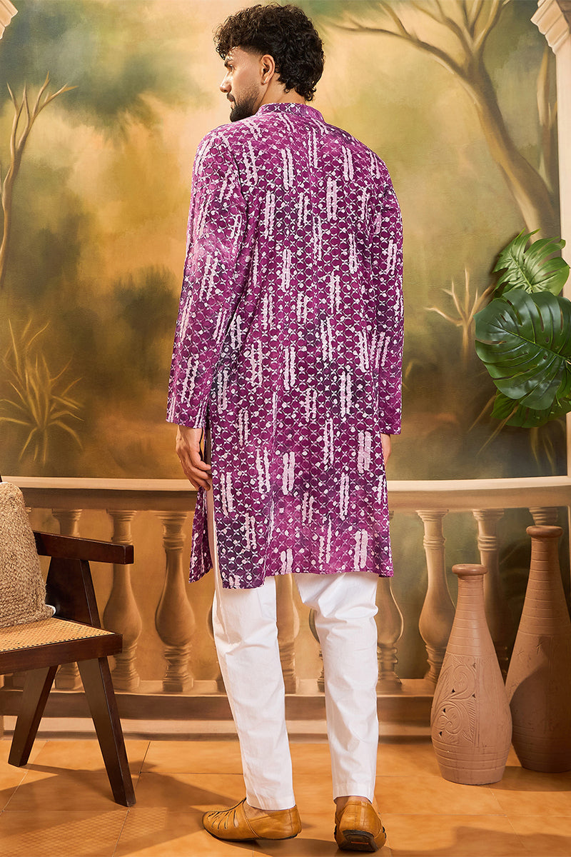 Purple Viscose Rayon Embroidered Straight Kurta  | SHOBITAM