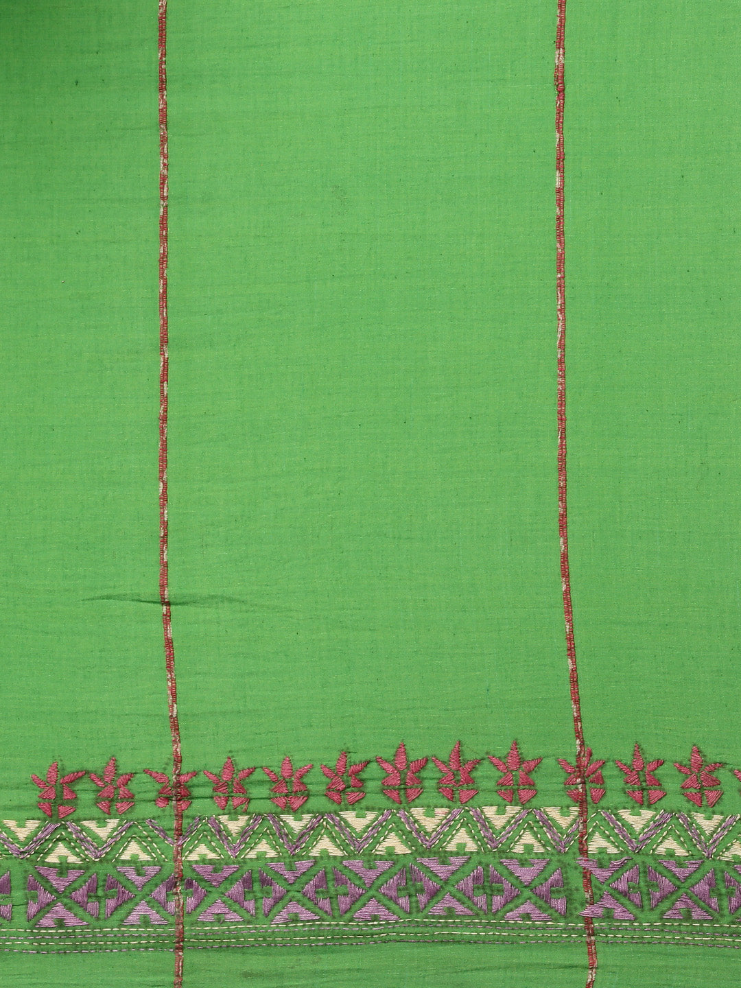 Parrot Green Khesh Kantha Cotton Saree