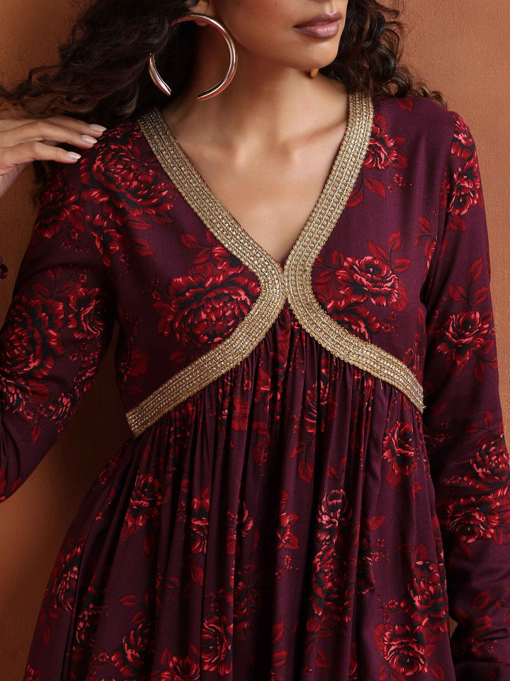 Purple Floral Print Sharara Set | SHOBITAM