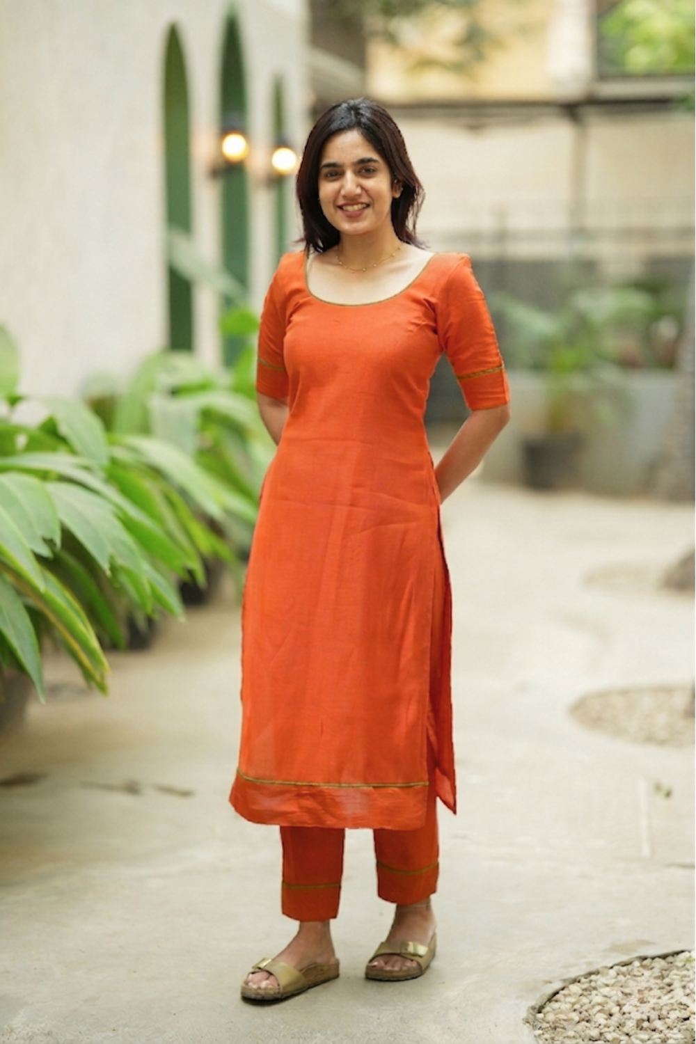 Raha Rust Orange Kurti Set (Set of 2) | SHOBITAM