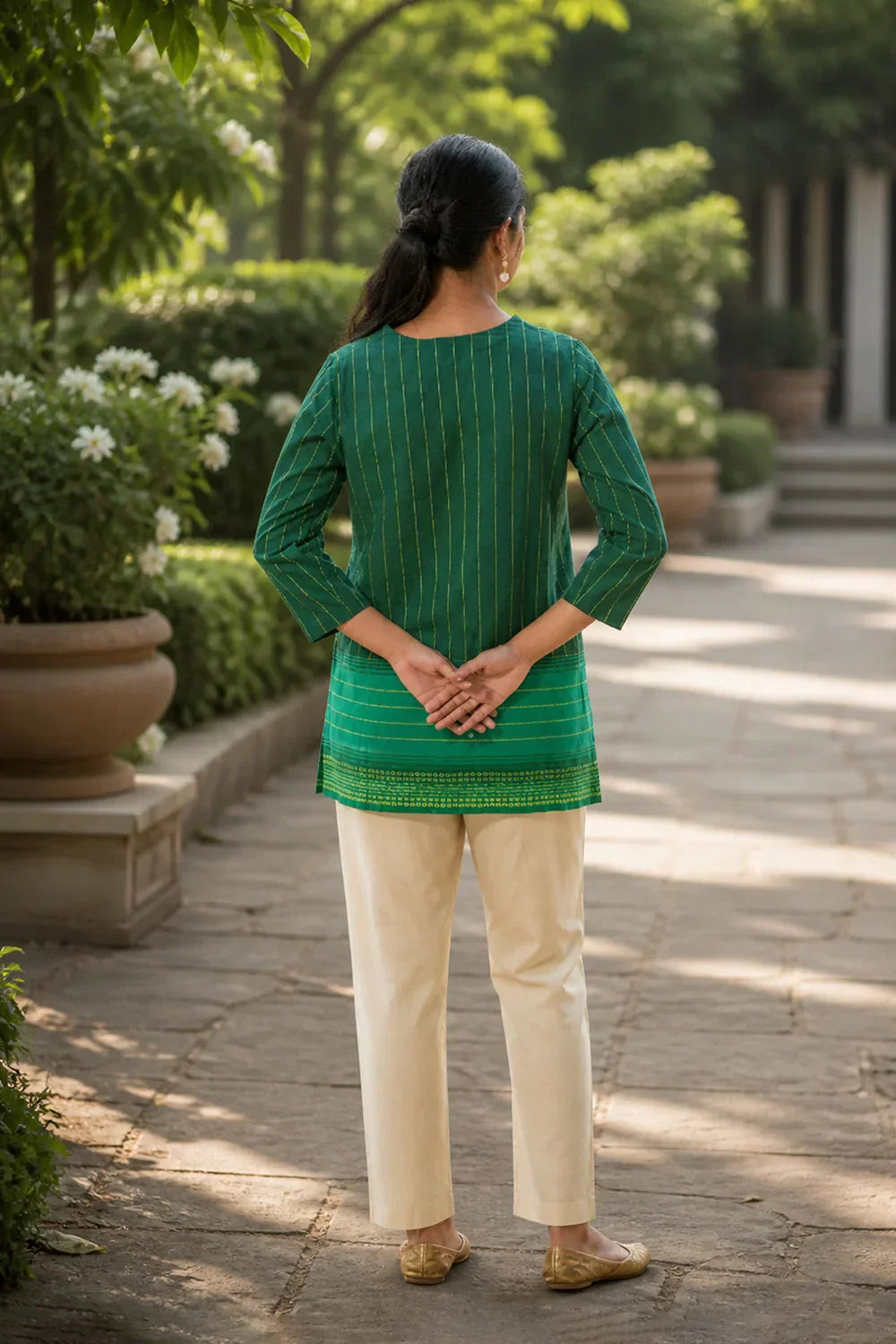 Green Pure Cotton Top | SHOBITAM