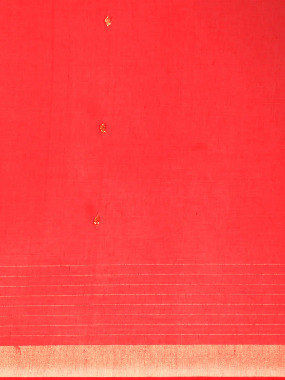 Red Handloom Zari buti Jamdani Cotton Saree with blouse piece