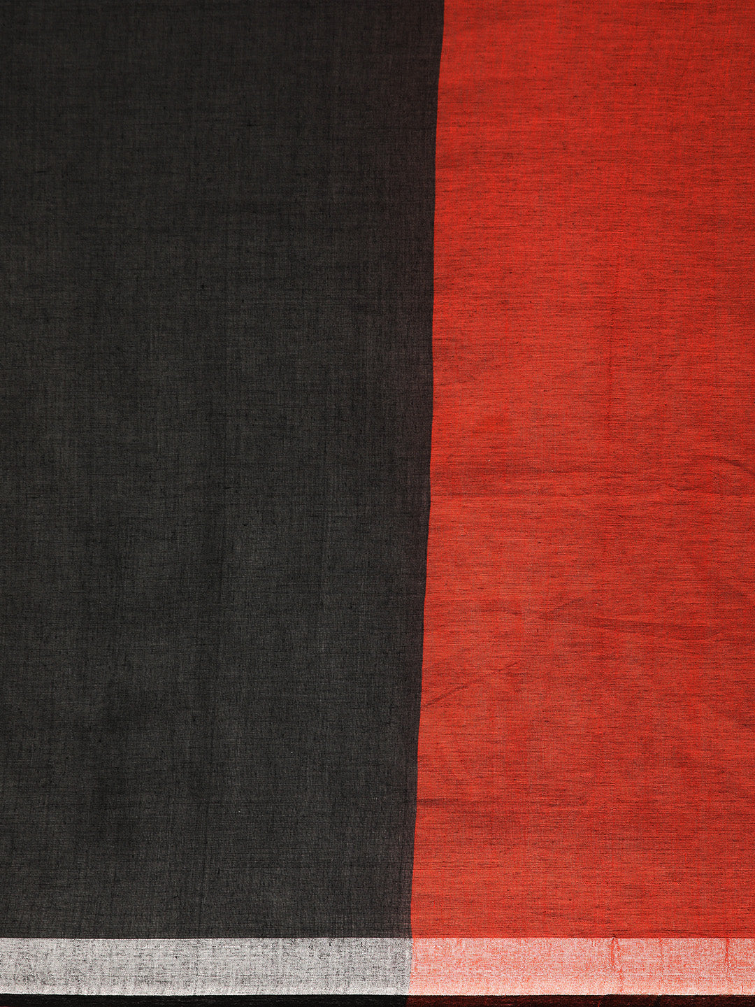 Navy Blue Colour block Cotton Saree with pompoms with Minimal Border No Blouse Piece