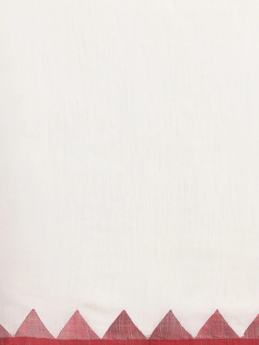 White-Red Silk Cotton Saree with Temple Border and Blouse piece