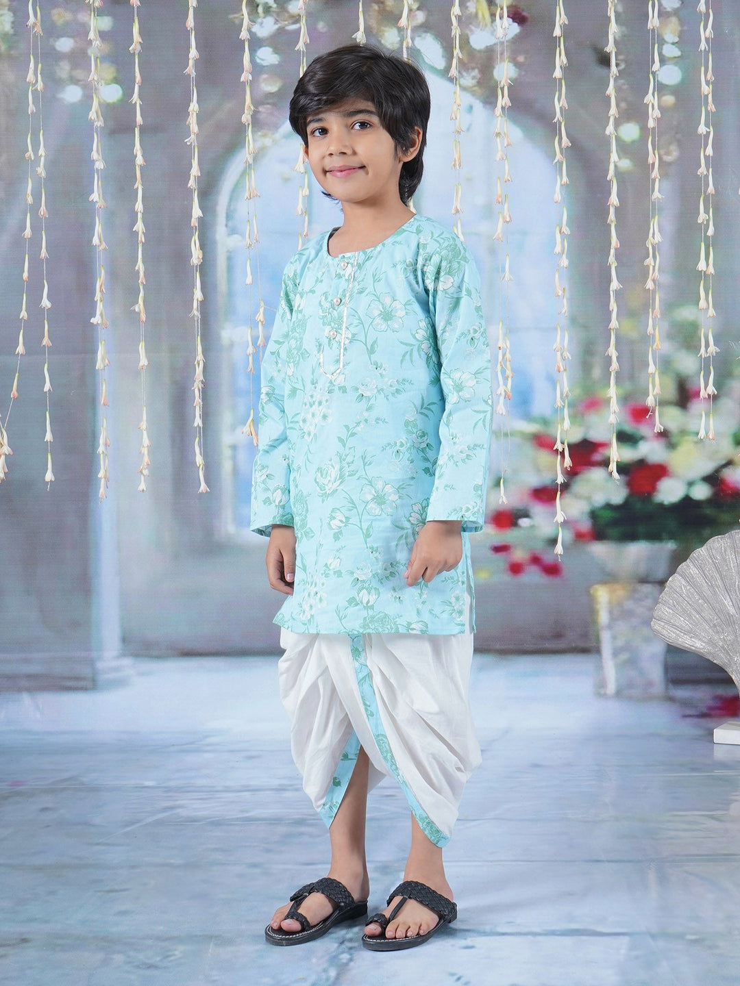 Neela Gulab Kurta Dhoti - Blue | SHOBITAM