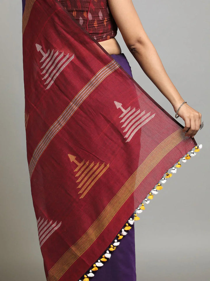 Voilet Handloom Jamdani Cotton Saree
