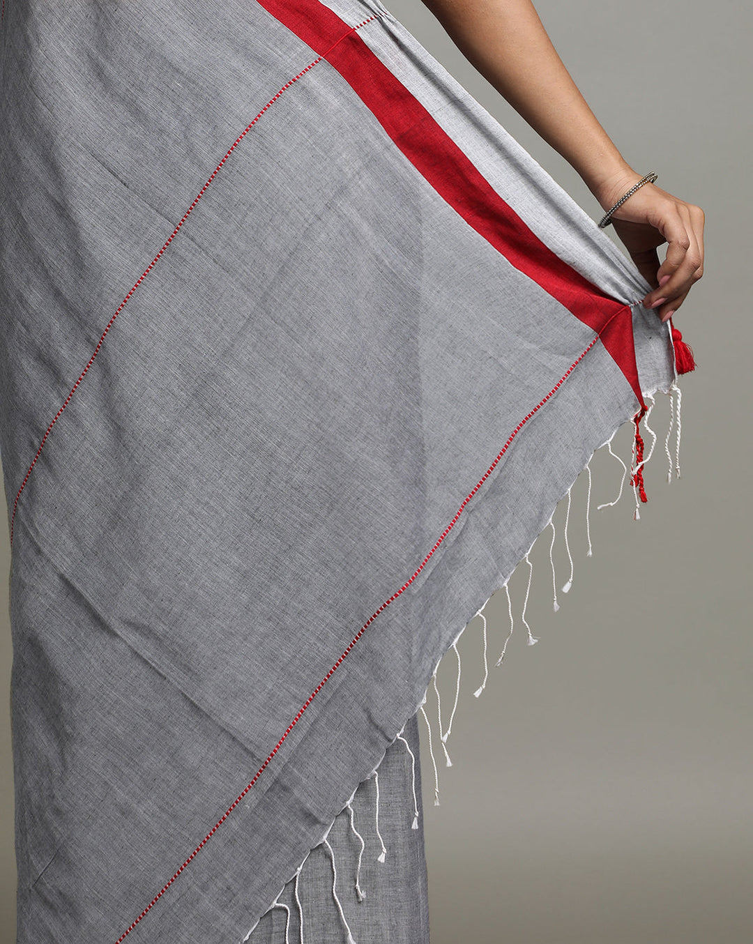 Handloom Solid Cotton Saree with Blouse Piece | SHOBITAM