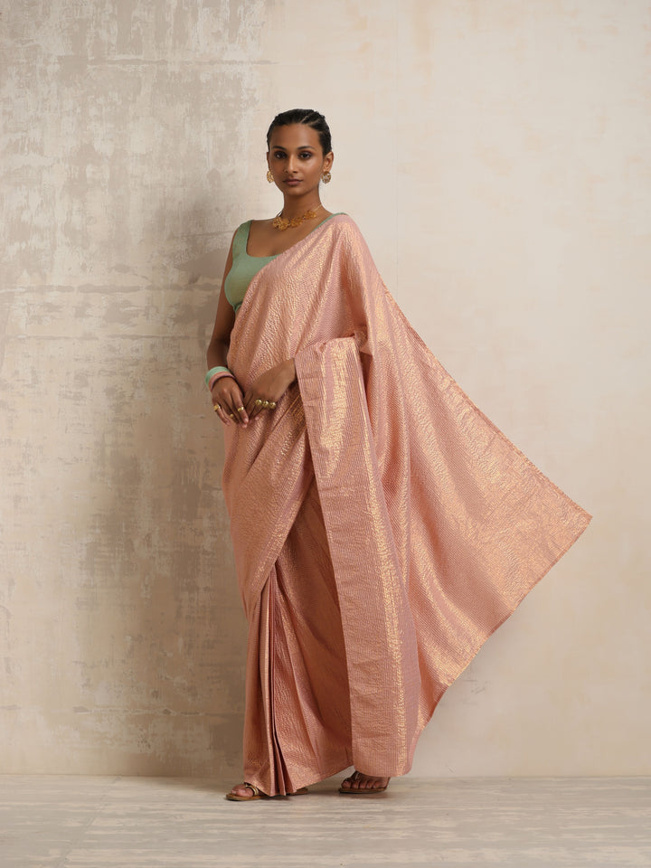 Pink Gold Lurex Saree | SHOBITAM