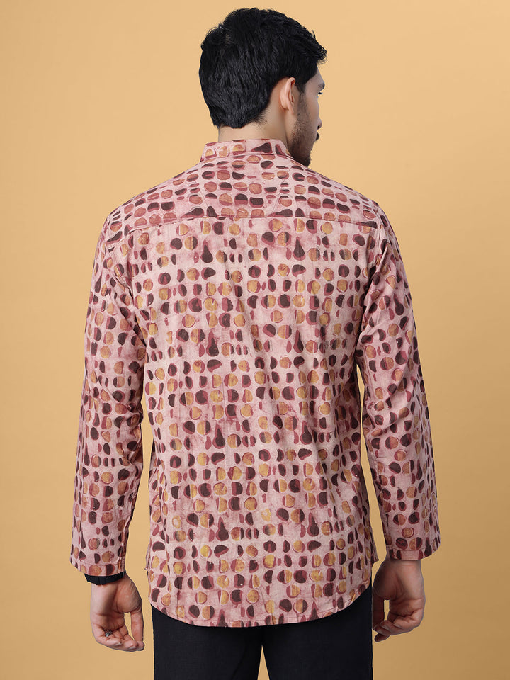 Gulel Ajrakh Hand Block Cotton Short Kurta in Rust