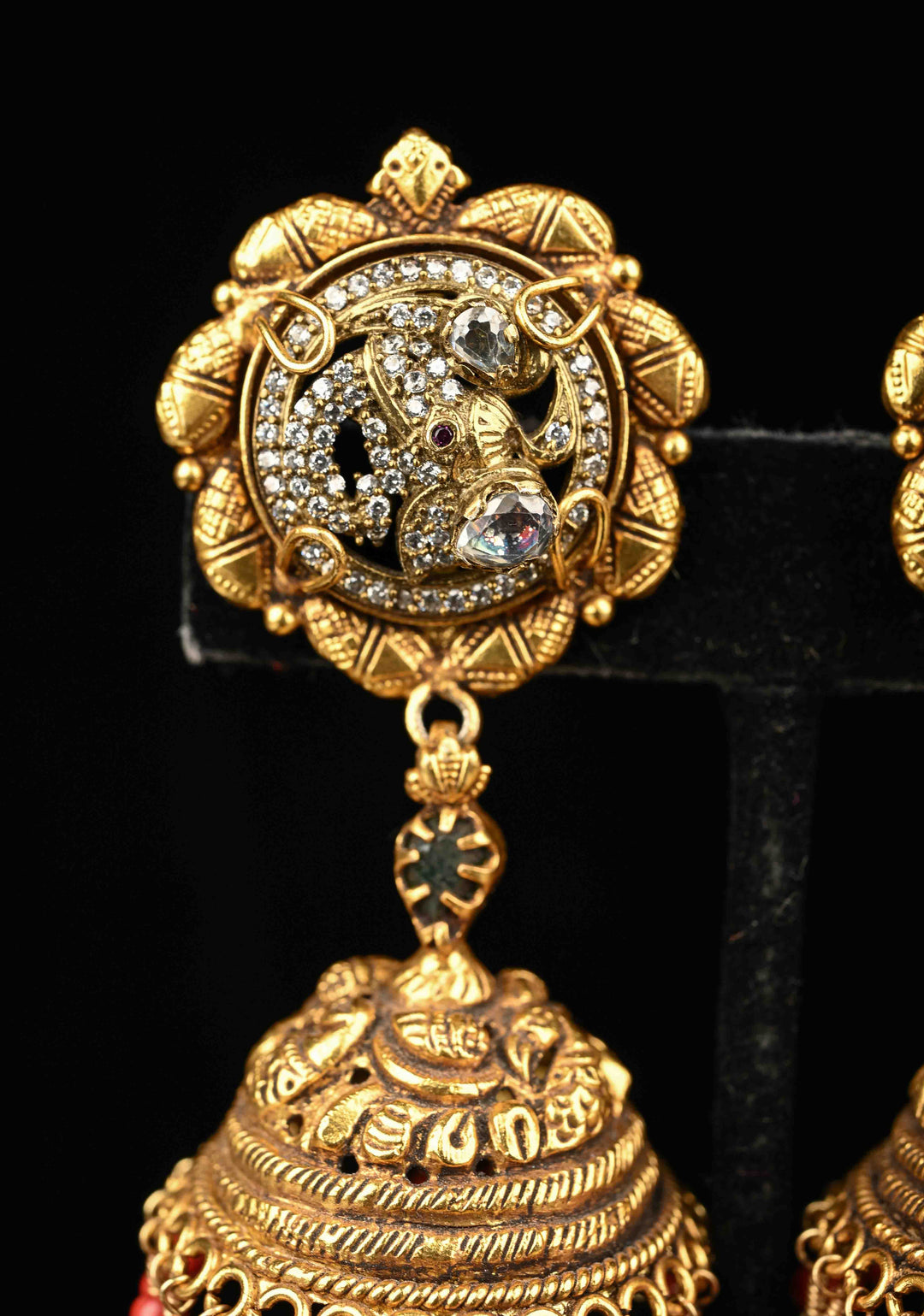 92.5 Pure Silver, Nakshi Jhumkas with Contemporary Encrusted stones
