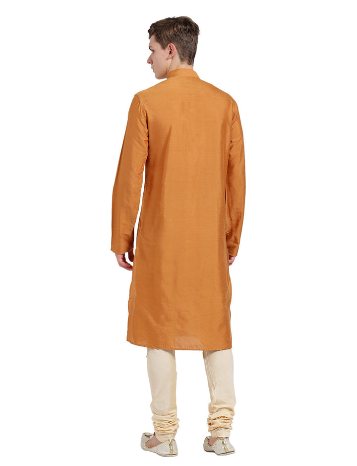 Mustard Silk Blend Solid Kurta | SHOBITAM