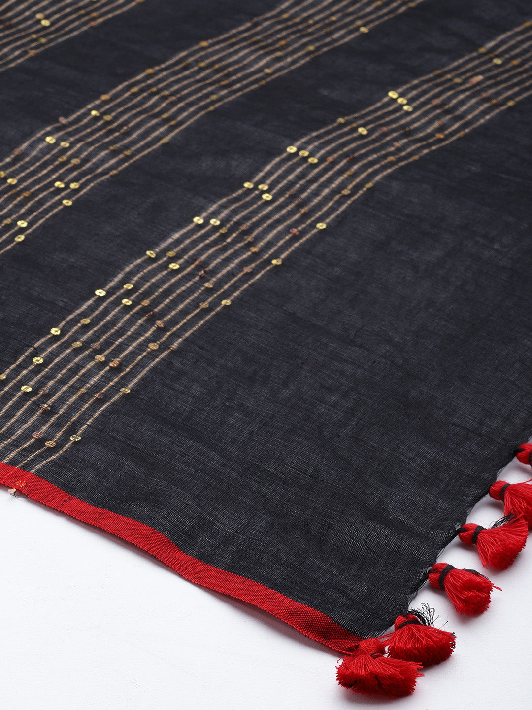 Grey Black Sequins Cotton Dupatta | SHOBITAM