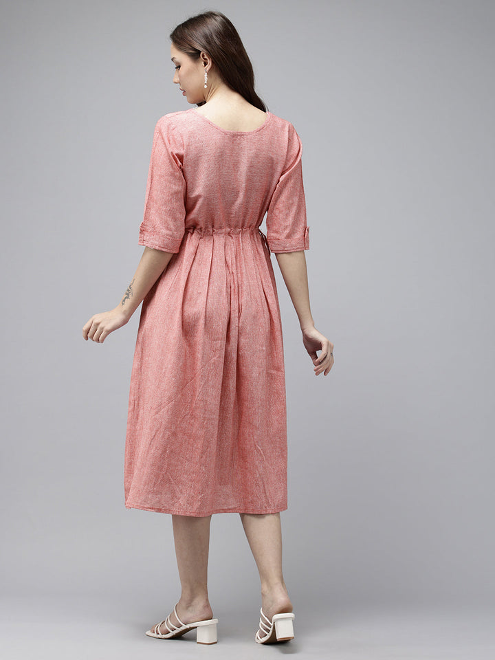 Pink Cotton Kantha Dress | SHOBITAM