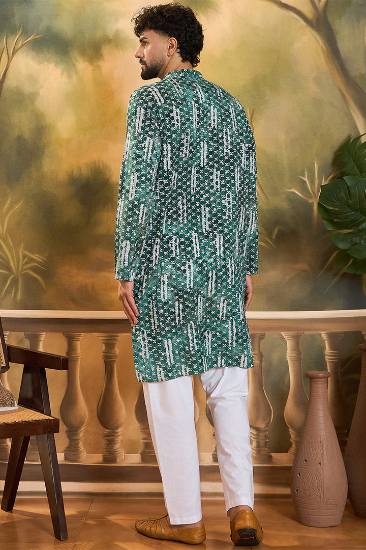 Green Viscose Rayon Embroidered Straight Kurta  | SHOBITAM