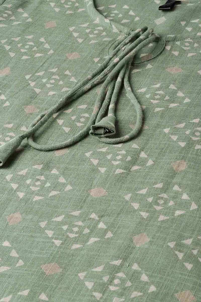 Sea Green Color Printed Trendy Kurti  | SHOBITAM