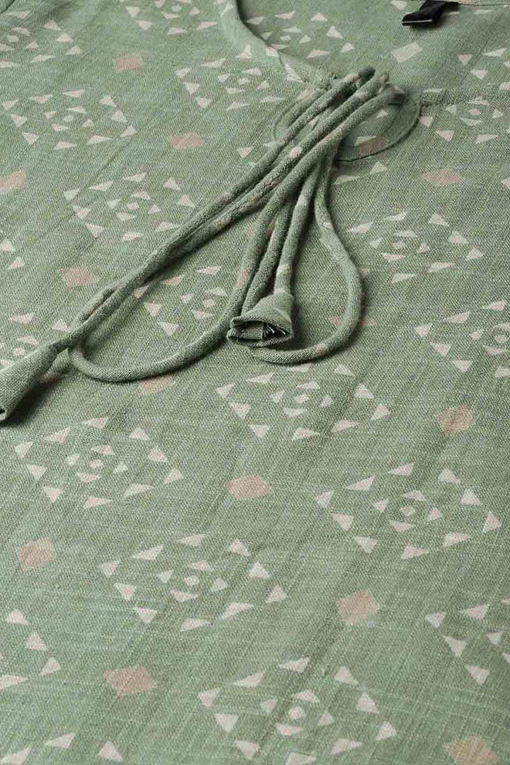 Sea Green Color Printed Trendy Kurti  | SHOBITAM