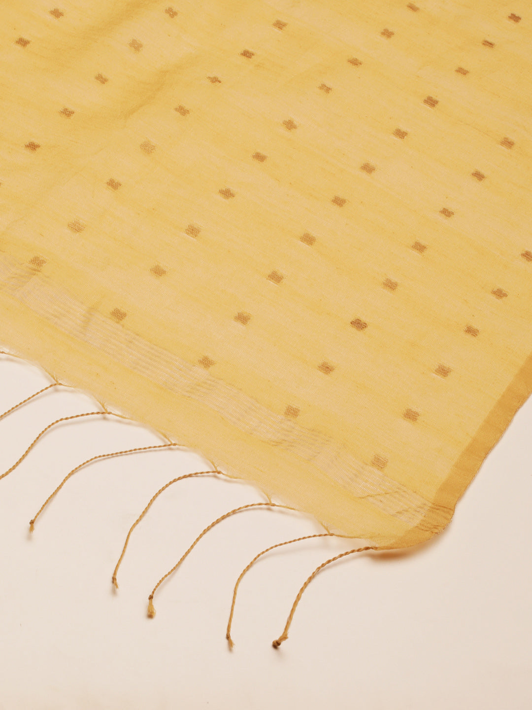 Handloom Beige & Gold Sequins Silk Cotton Dupatta | SHOBITAM