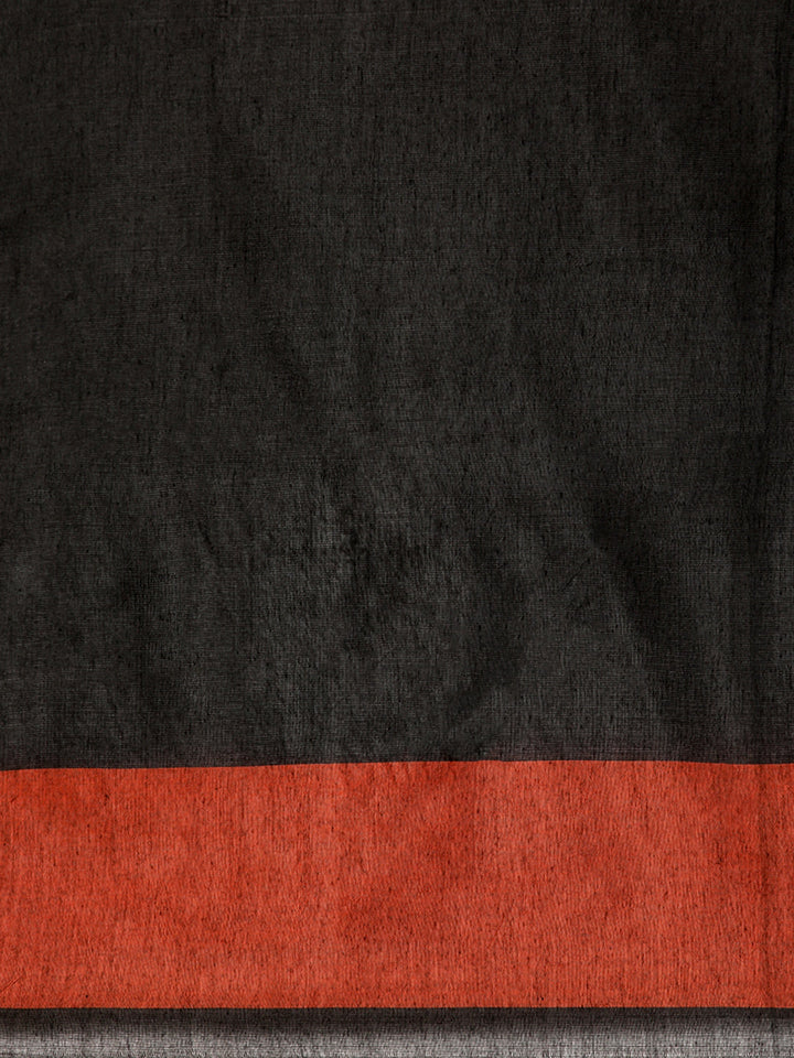 Gray Color block Pure Cotton Saree with Minimal Border and  Blouse piece