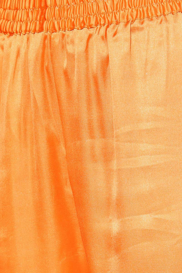 Orange Floral Cotton Kurta, Trouser Dupatta Set | SHOBITAM