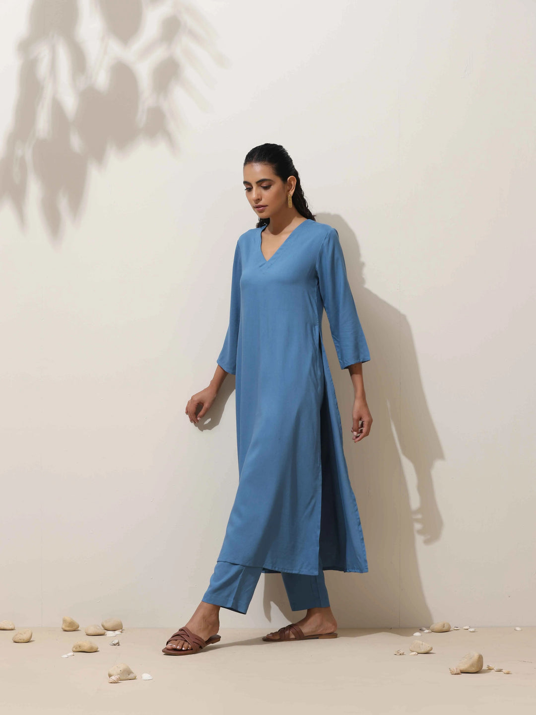 Blue Viscose Kurta Pant Set | SHOBITAM