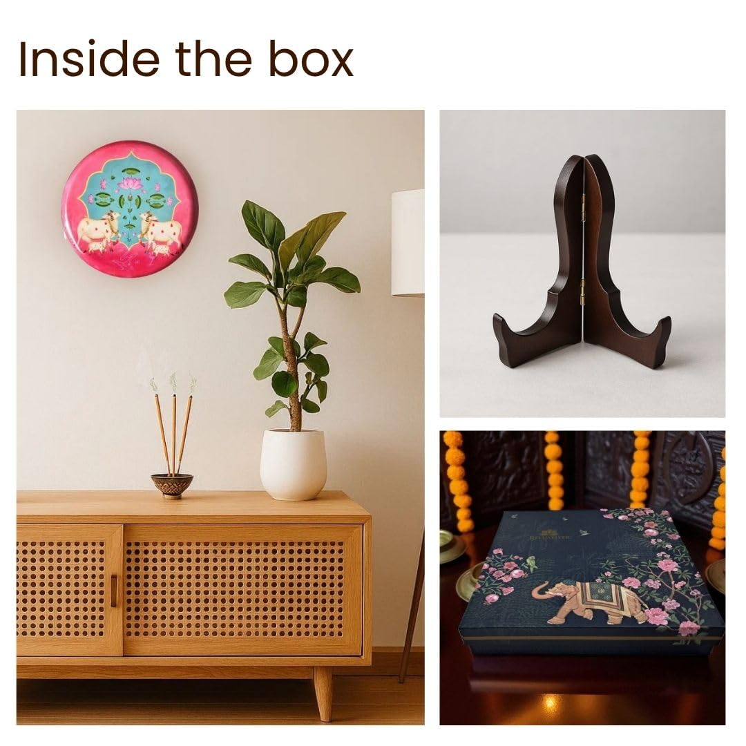 Pichwai Single Wall Plate with wooden Stand