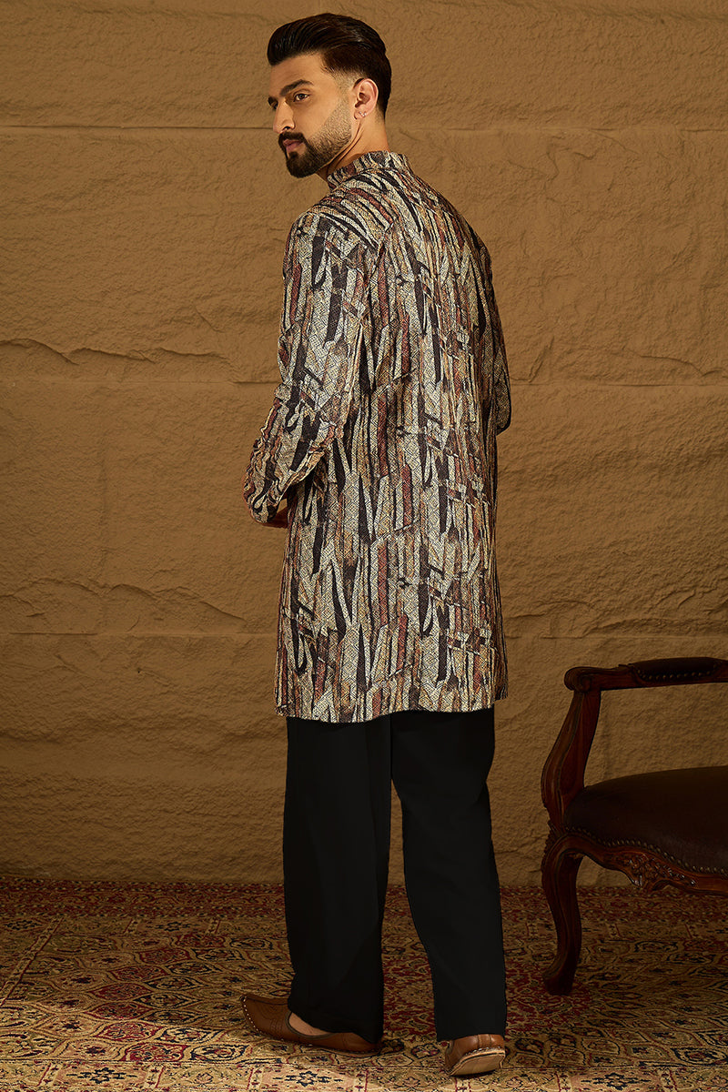 Black Viscose Rayon Abstract Printed Straight Kurta  | SHOBITAM