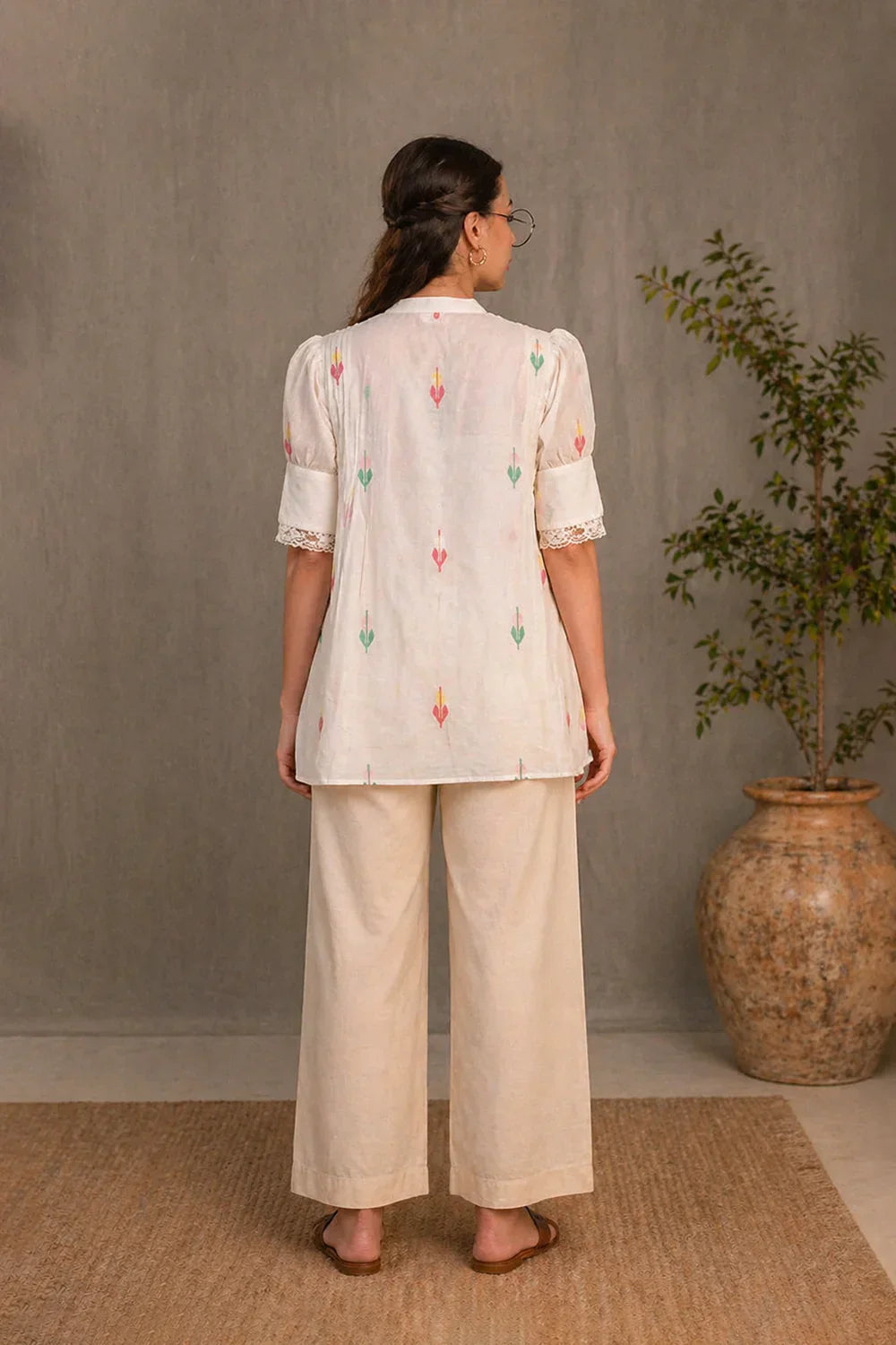 Whimsy White Jamdani Top | SHOBITAM