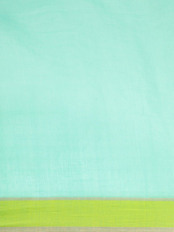 Sea Green Cotton Saree | SHOBITAM