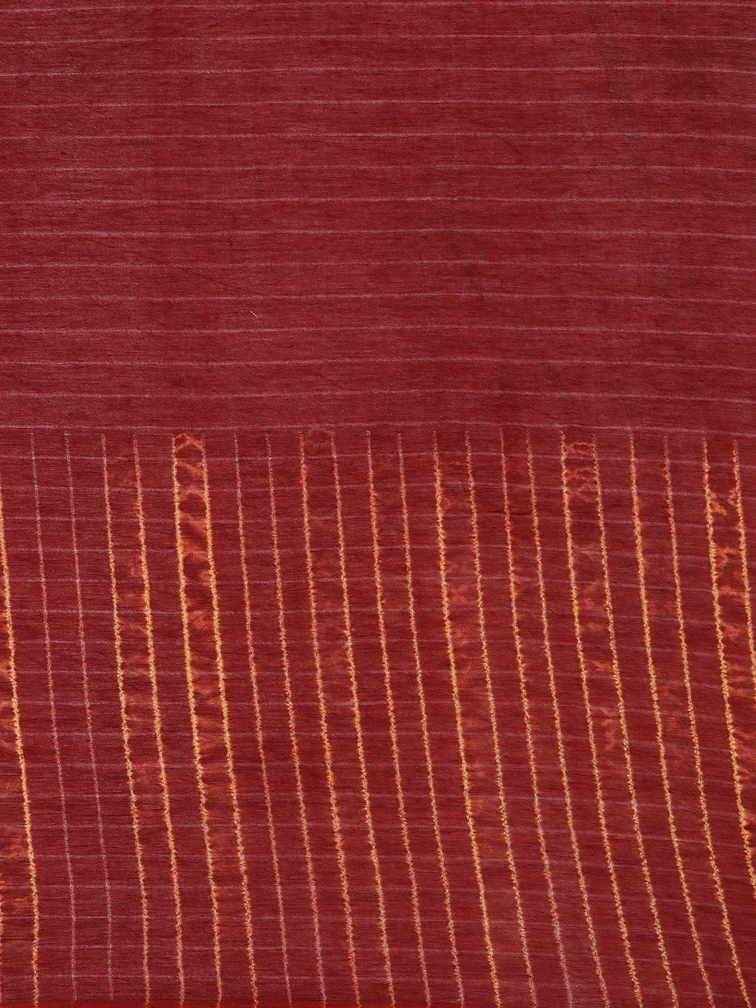 Maroon Hand Woven Shibori Cotton Saree With Yellow Pallu