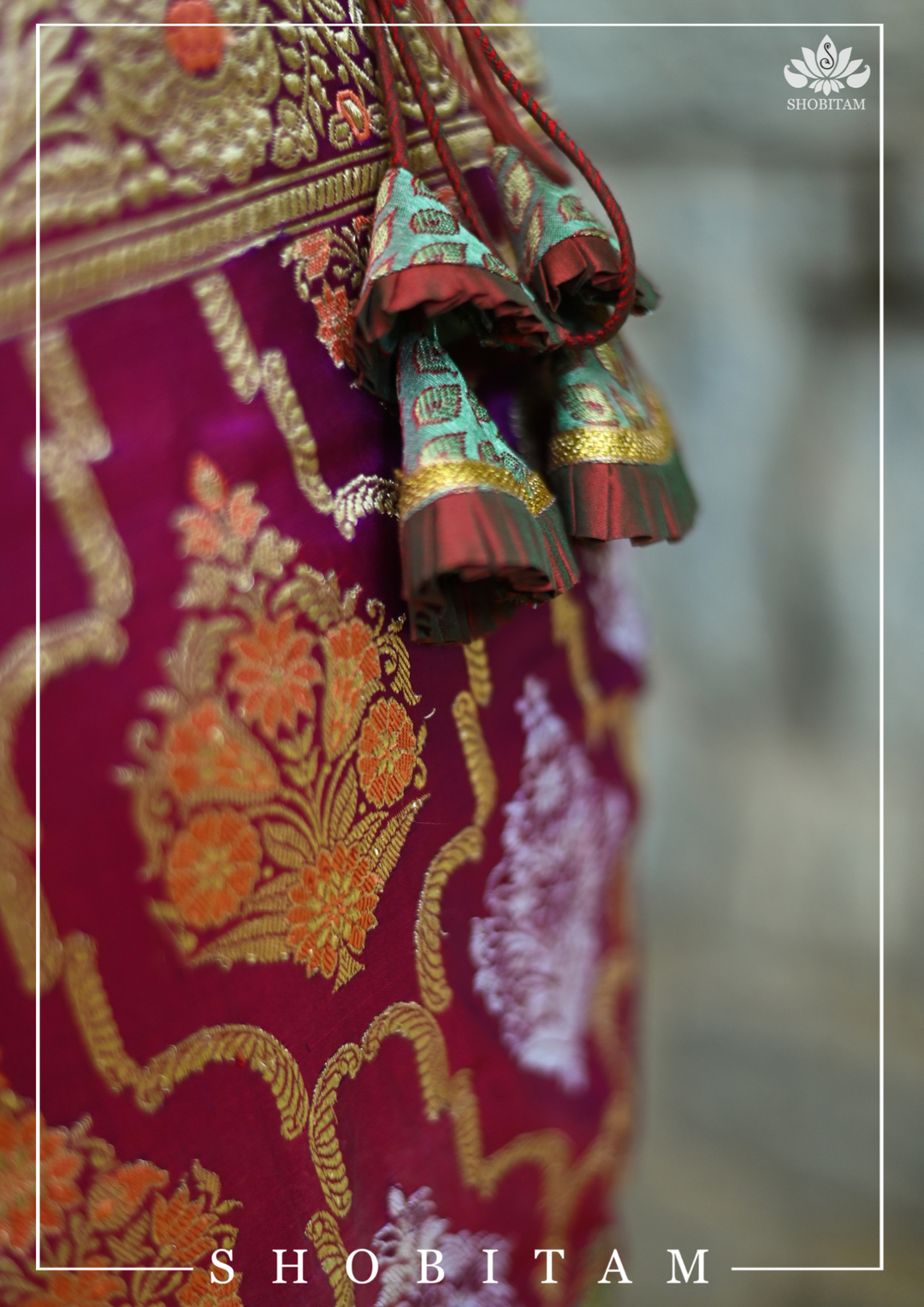 Teal Banarasi Meenakari Buti Brocade Blouse with tie back base