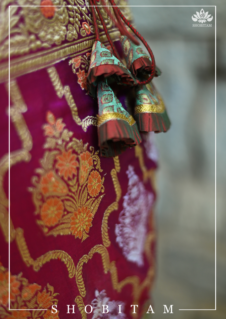 Teal Banarasi Meenakari Buti Brocade Blouse with tie back base