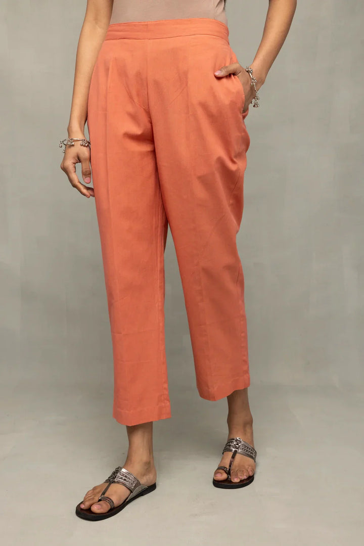 Zen Blue Straight Fit Jamdani Kurta Set with Tangerine Leaf Motif Dupatta | SHOBITAM
