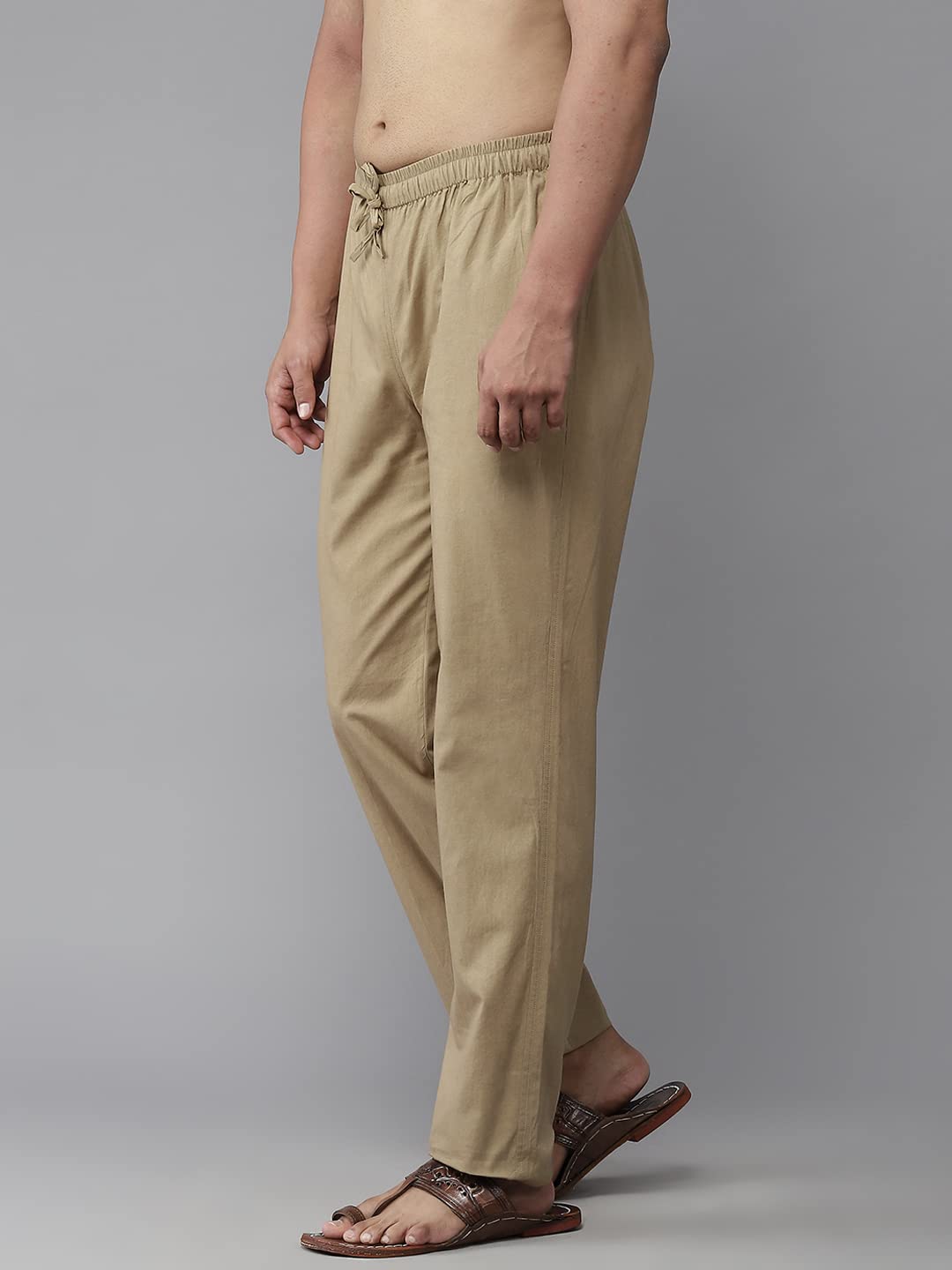 Men Khaki Solid Pyjamas, two side pockets  | SHOBITAM
