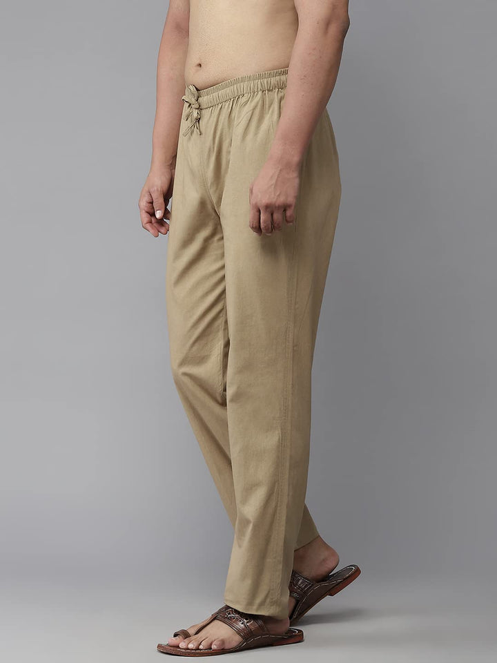 Men Khaki Solid Pyjamas, two side pockets  | SHOBITAM