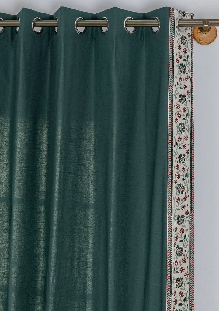 Kadamba Jade Green 100% Cotton Plain Curtain for living room & bedroom - Room Darkening - Single Piece | SHOBITAM