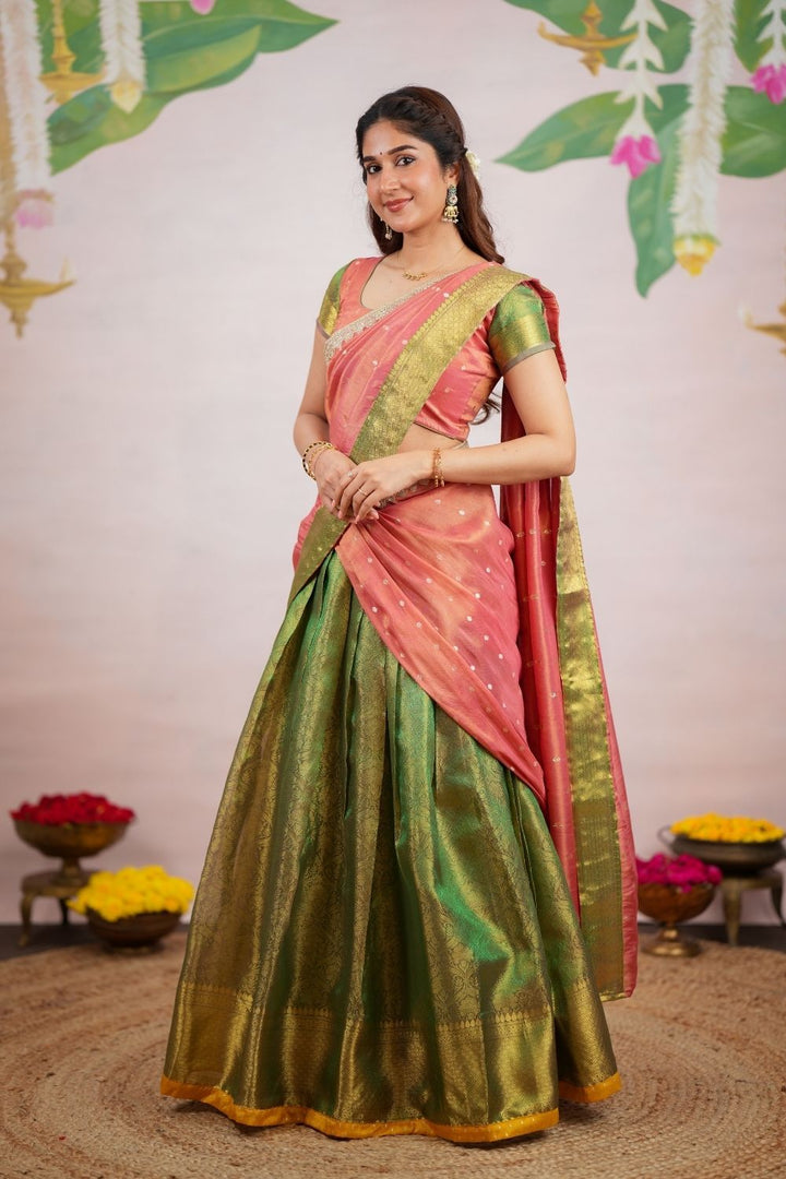 Tanisha Green Halfsaree (Set of 3) | SHOBITAM