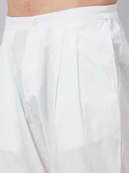 Men White Solid Trouser Style Pyjamas, two side pockets | SHOBITAM