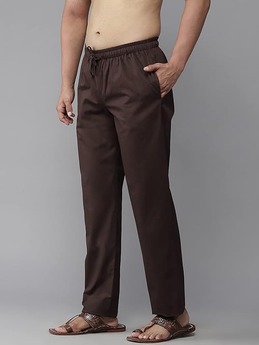 Men Brown Solid Pyjamas, two side pockets  | SHOBITAM