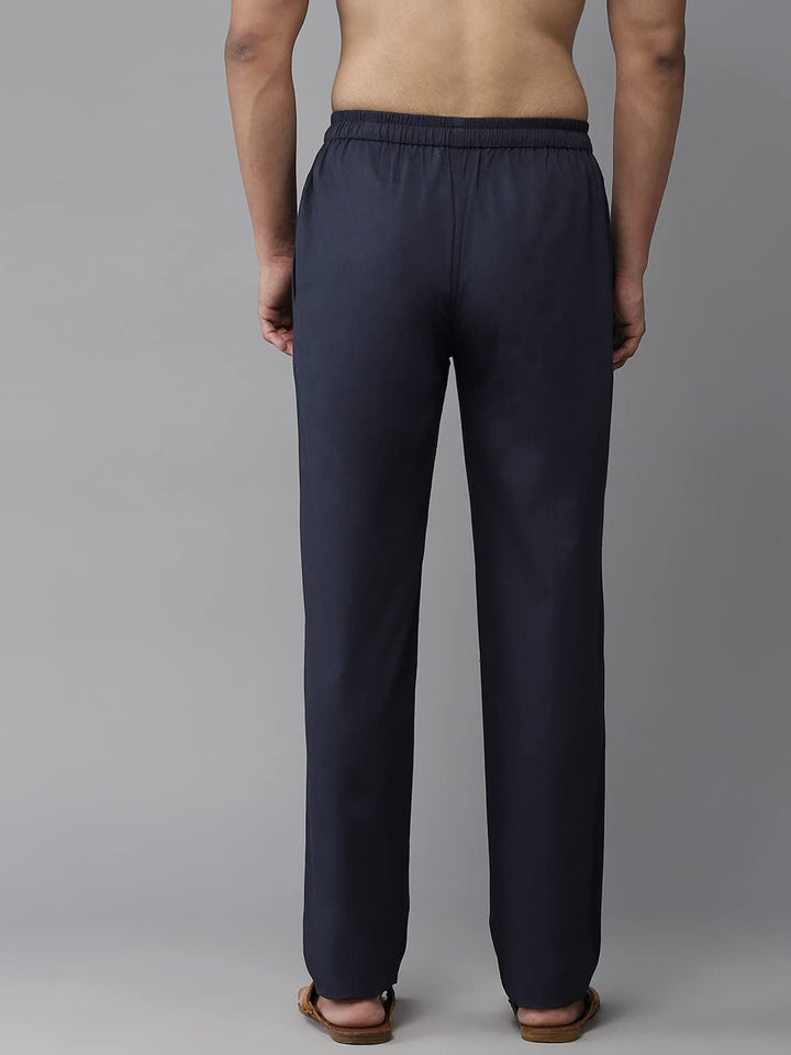 Men Navy Solid Pyjamas, two side pockets  | SHOBITAM