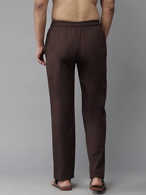 Men Brown Solid Pyjamas, two side pockets  | SHOBITAM