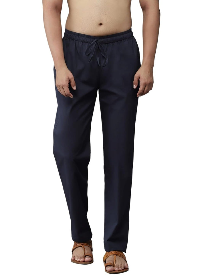 Men Navy Solid Pyjamas, two side pockets  | SHOBITAM