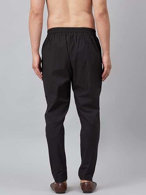Men Black Solid Trouser Style Pyjamas, two side pockets | SHOBITAM