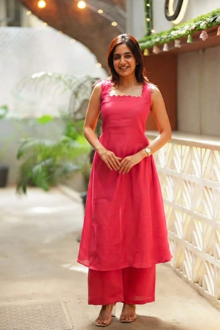 Aarna Rani Pink Kurta Set (Set of 2) | SHOBITAM